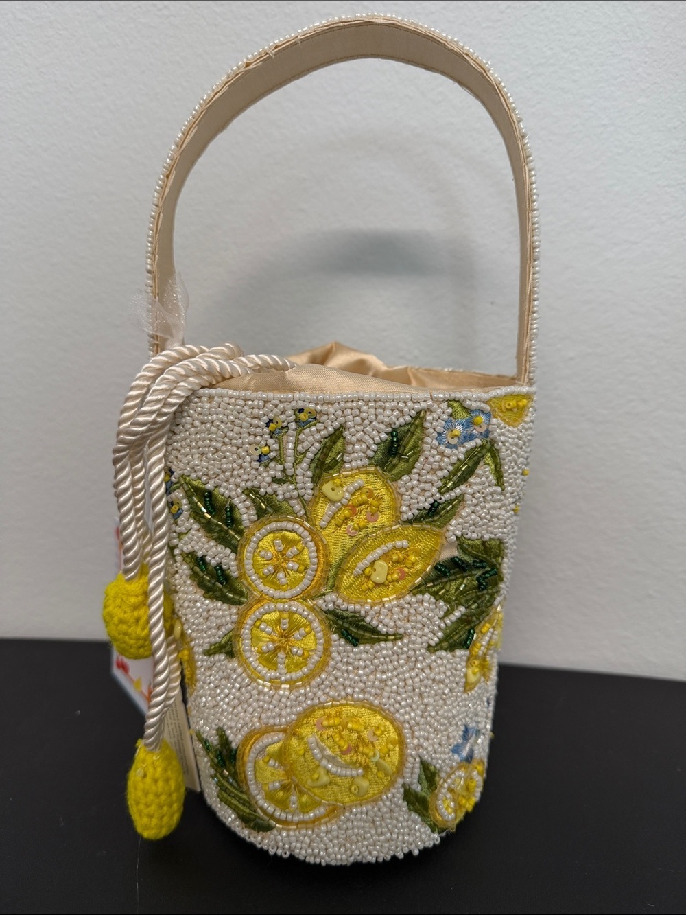 Handcrafted In India | Beaded Whimsical Fun Lemon Bucket Bag 🍋